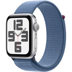 HOD GPS MTP Apple Watch SE 44mm Stříbrný hliník s ledově modrým provlékacím sportovním řemínkem