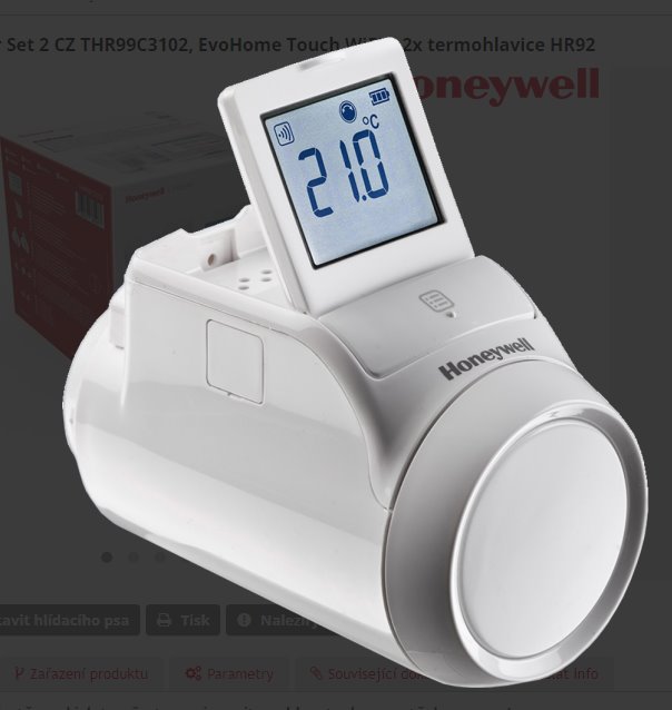 Honeywell Home EvoHome Starter Set 2 CZ THR99C3102, EvoHome Touch WiFi + 2x termohlavice HR92 B