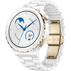Huawei Watch GT3 Pro 43 mm, Gold Bezel White Ceramic Case + White Ceramic Strap