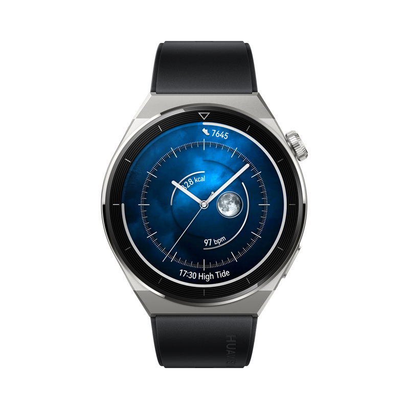 Huawei Watch GT3 Pro 46 mm, Light Titanium Case + Black Fluoroelastomer Strap
