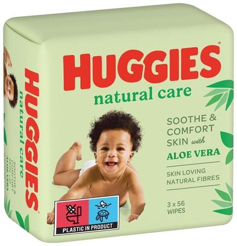 HUGGIES® Natural Care 3 x 56 ks vlhčených obrúskov