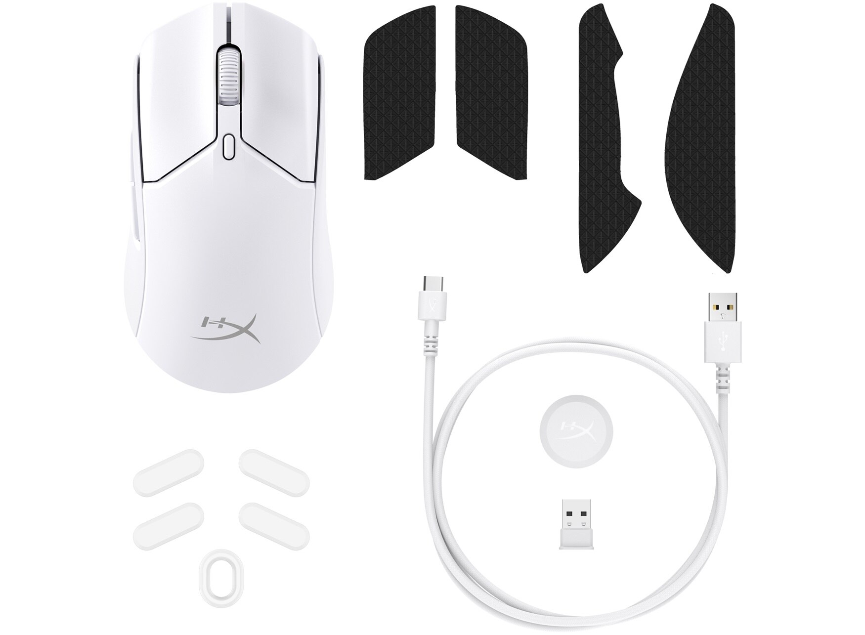 HyperX Pulsefire Haste 2/Herní/Optická/Pro praváky/26 000 DPI/USB+BT/Bílá