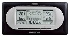 Hyundai Meteostanice WSC 1928B, černá, předpověď počasí, měření tlaku, budík, hodiny, venkovní čidlo