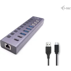 i-tec USB 3.0/USB-C nabíjací HUB 9port LAN + napájací adaptér 60W