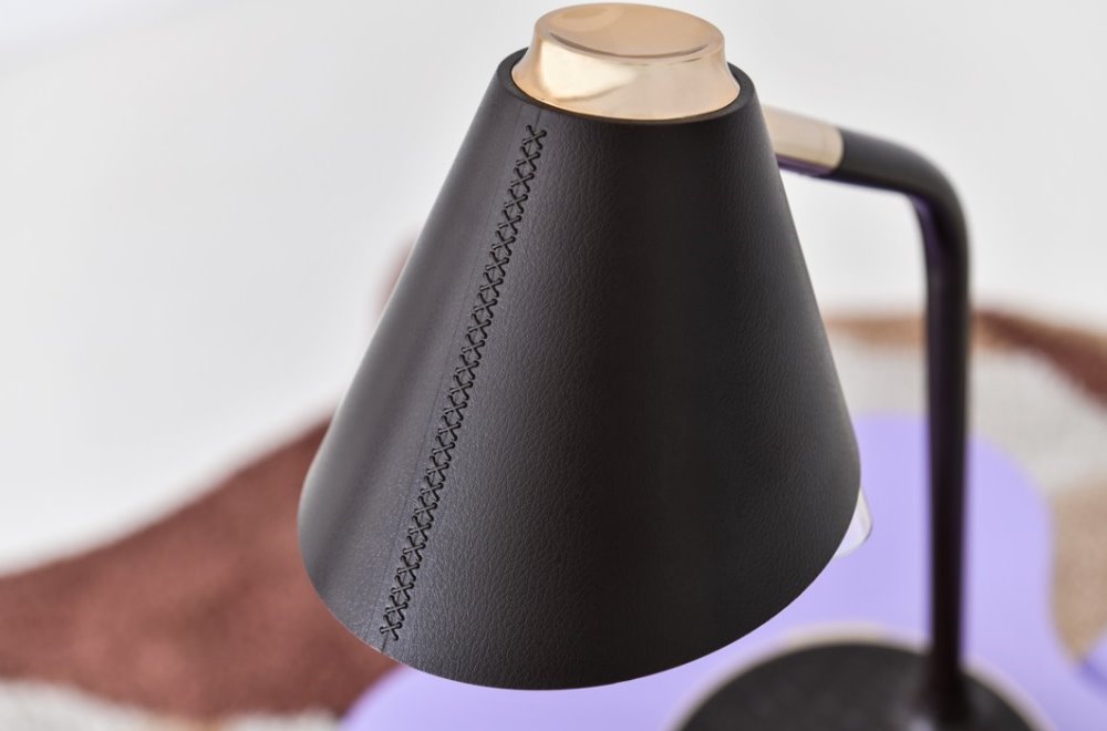 IMMAX LED stolová lampa FINCH hnedá + zlaté prvky