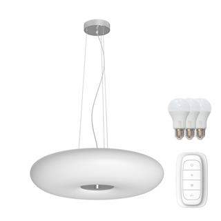 Immax NEO FUENTE závěsné svítidlo bílé sklo 60cm včetně Smart zdroje 3xE27 RGBW Zigbee 3.0