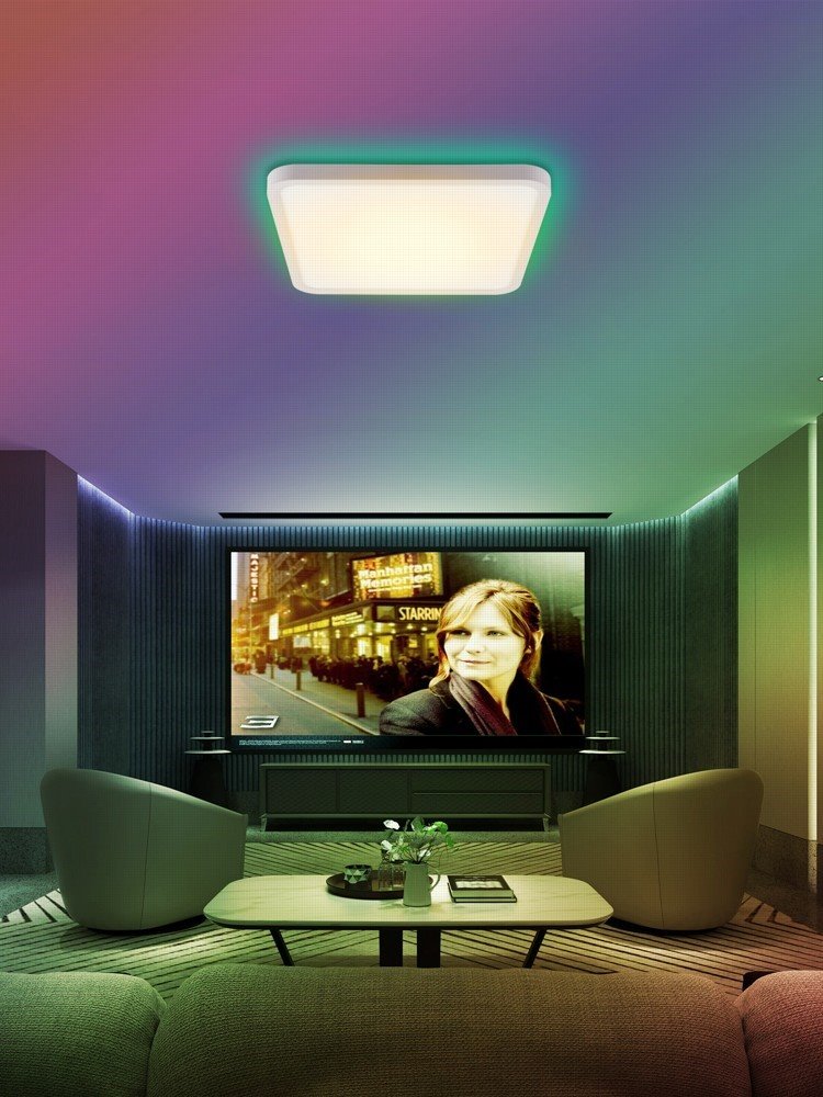 IMMAX NEO LITE TUDO SMART stropné svietidlo s RGB podsvietením 40x40cm, 50W Wi-Fi biela, TUYA