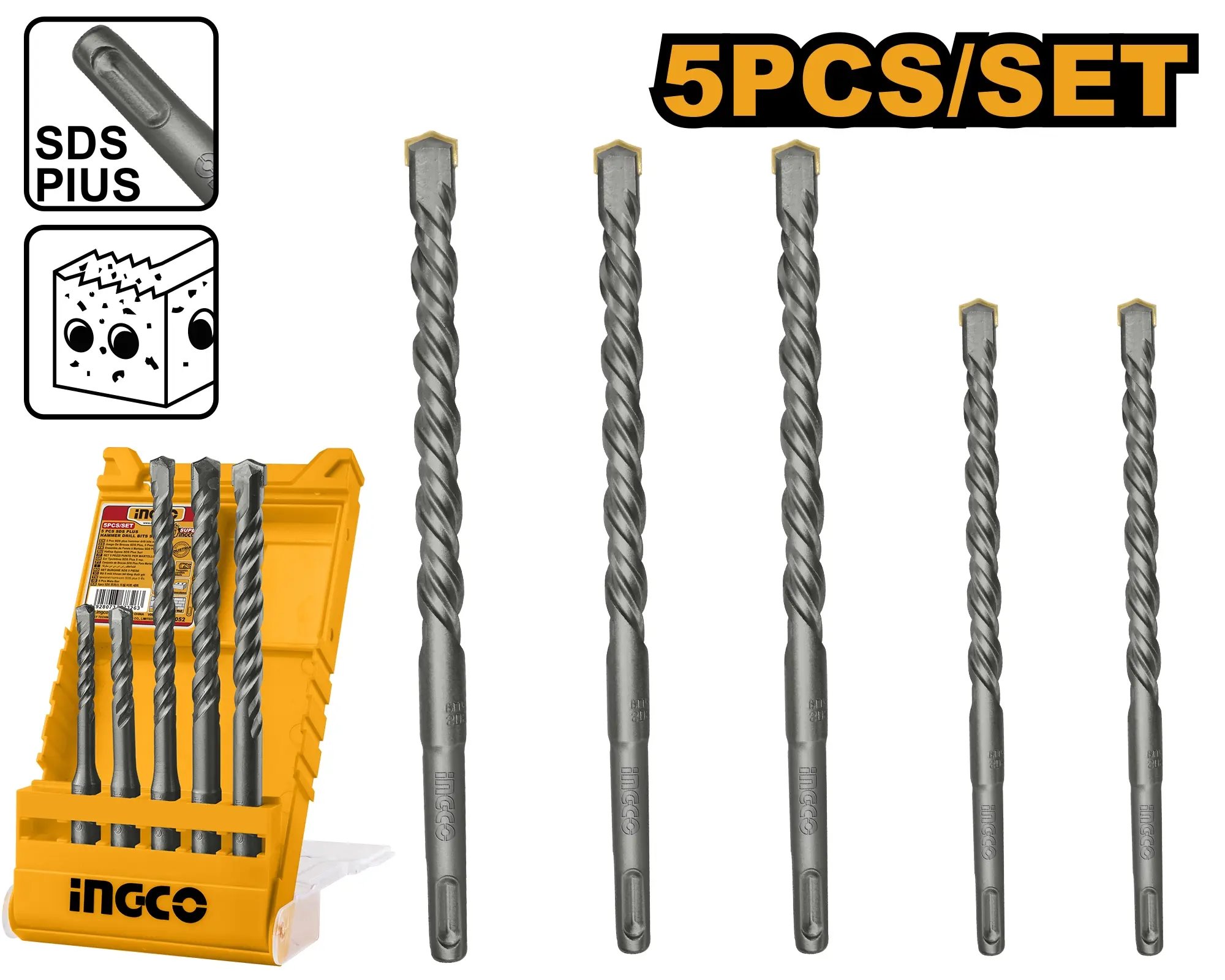 Ingco AKD2052 Vrták do betonu sada 5ks