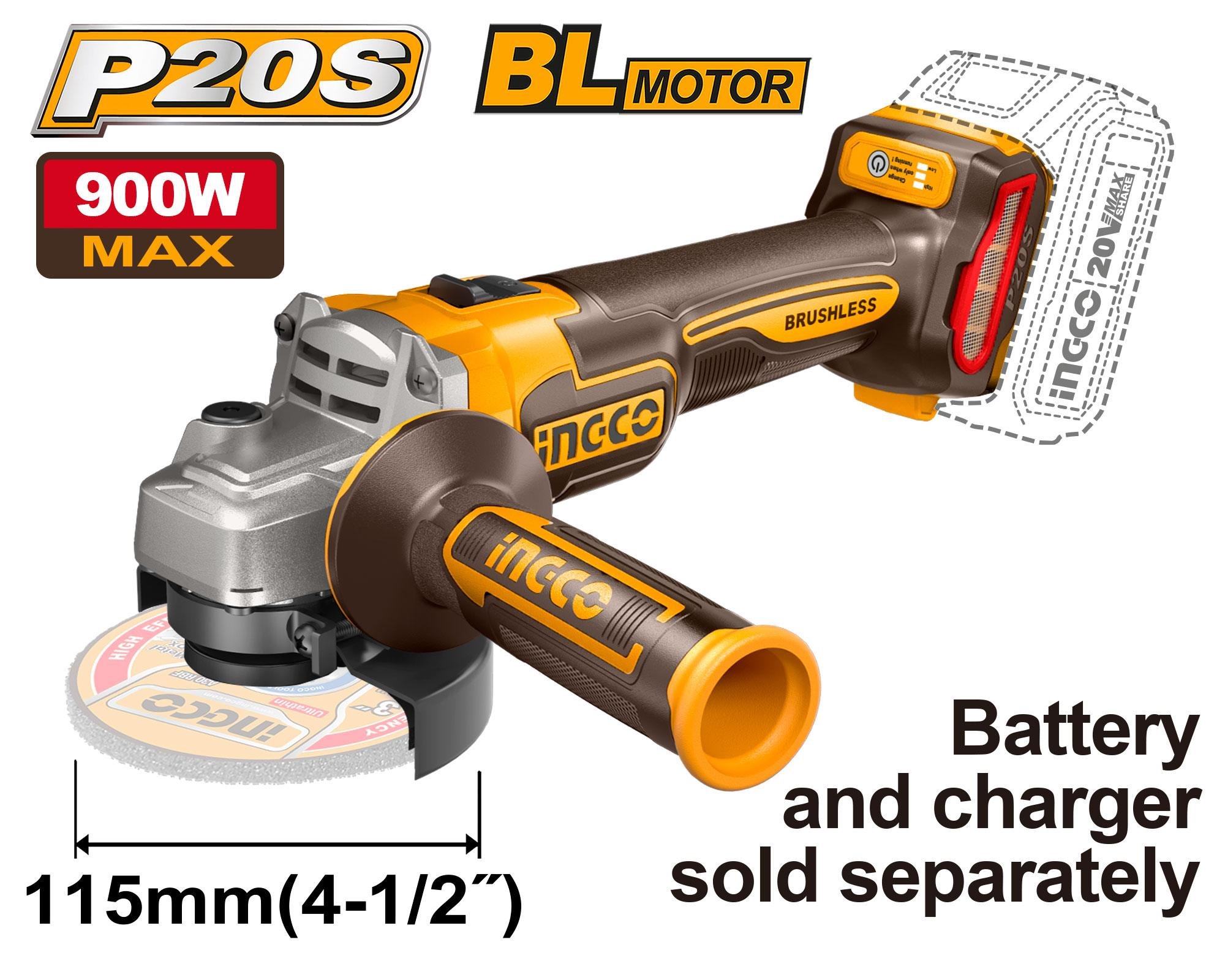 Ingco CAGLI21154 AKU úhlová bruska 115mm bez baterie a nabíječky