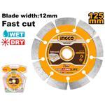 Ingco DMD011251 Kotouč řezný, diamantový, suché řezání 125 x 1 mm 