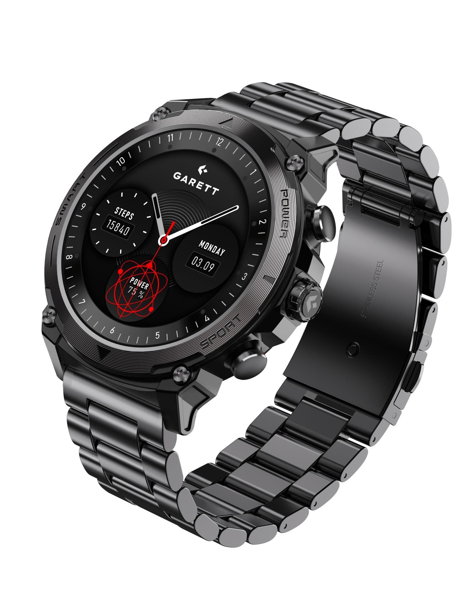 Inteligentné hodinky Garett Atom Black Steel