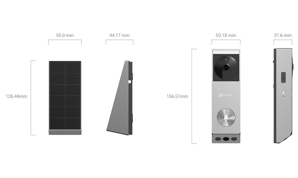 Inteligentný zvonček EZVIZ s dvoma kamerami EP3X Pro/ Wi-Fi/ videotelefón/ rozlíšenie 2048x1296/ IP65/ strieborná
