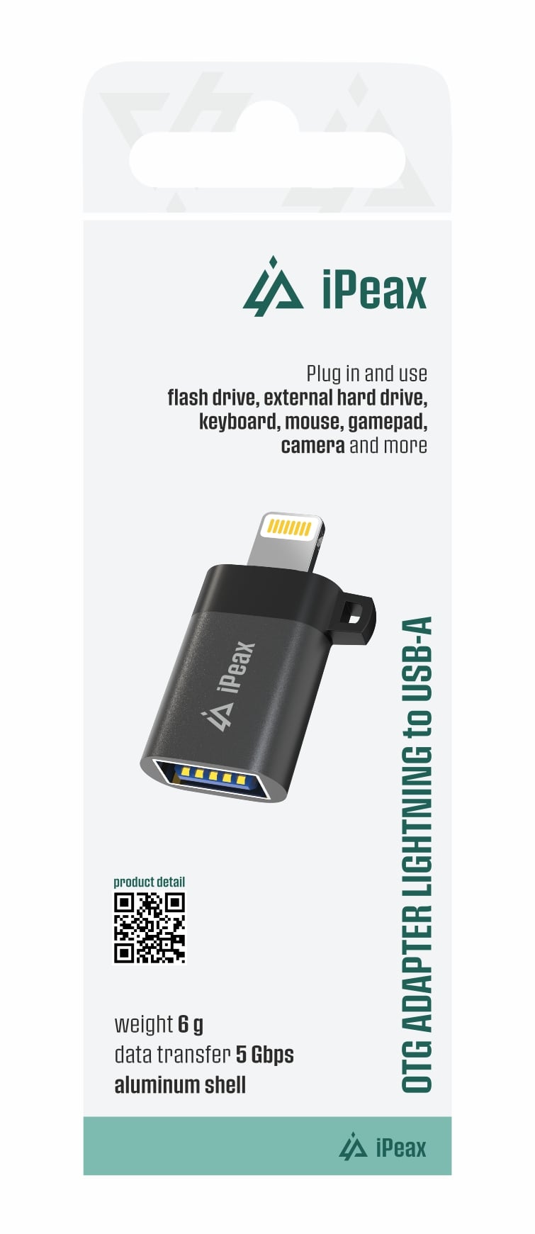 iPEAX adaptér OTG Lightning / USB-A (samica), čierny