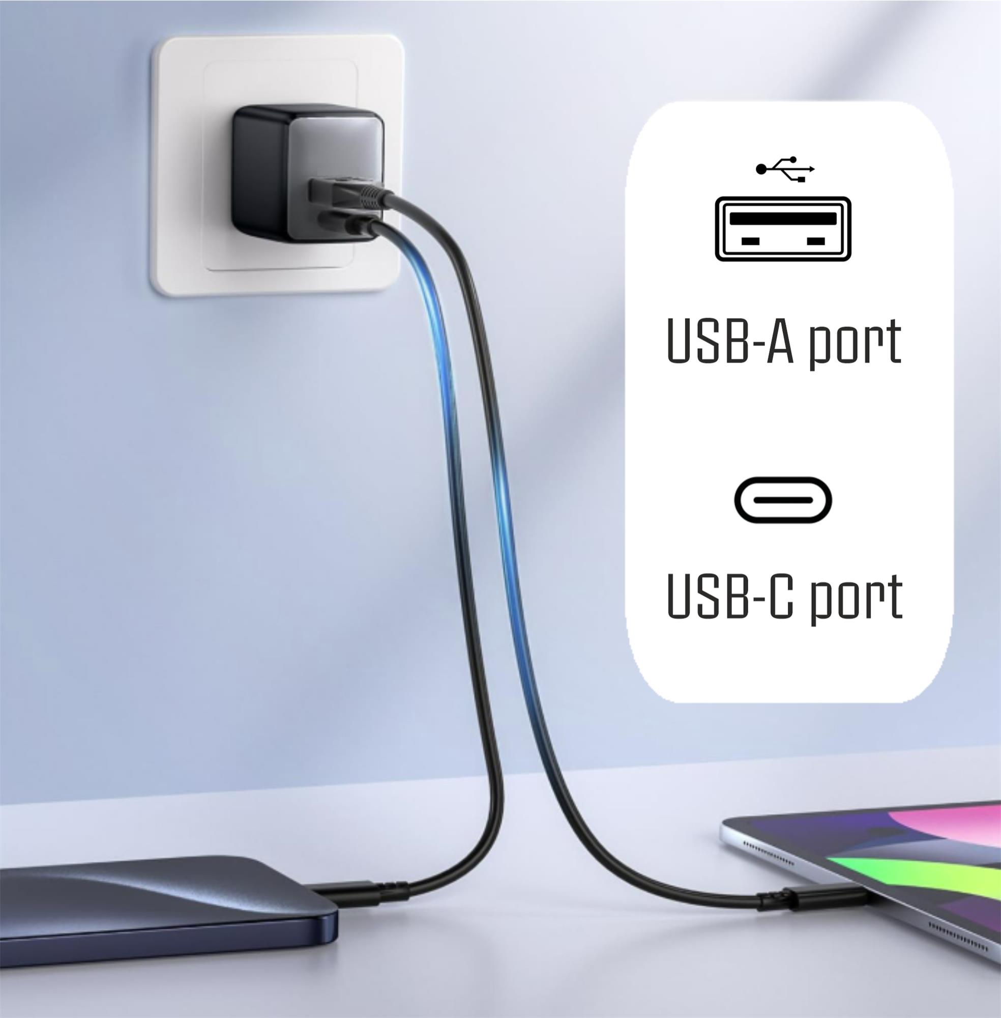iPEAX GaN sieťová nabíjačka 25 W (USB-C + USB-A), čierna