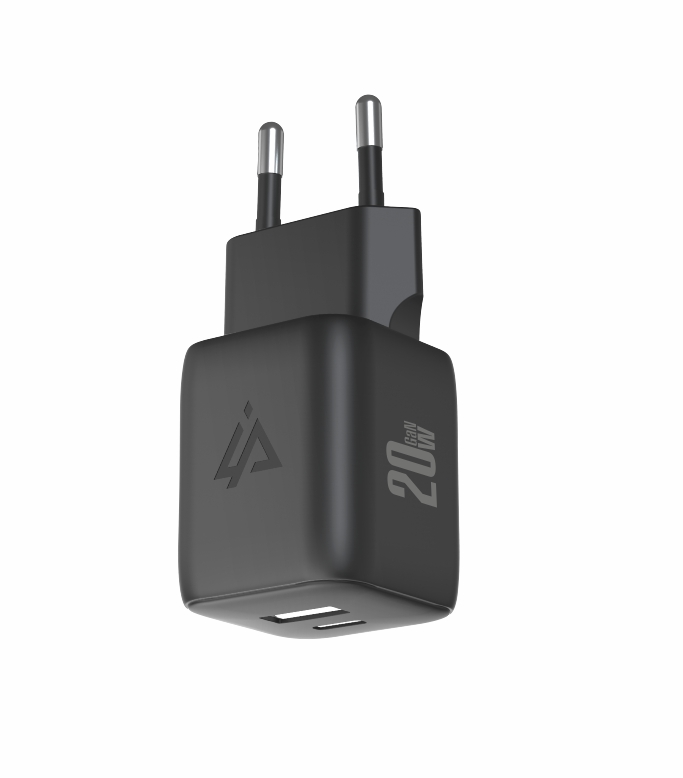iPEAX GaN SÍŤOVÁ NABÍJEČKA 20W (USB-C + USB-A) ČERNÁ