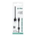 iPEAX textilní kabel USB-A / Lightning 1 m, USB 2.0, černý