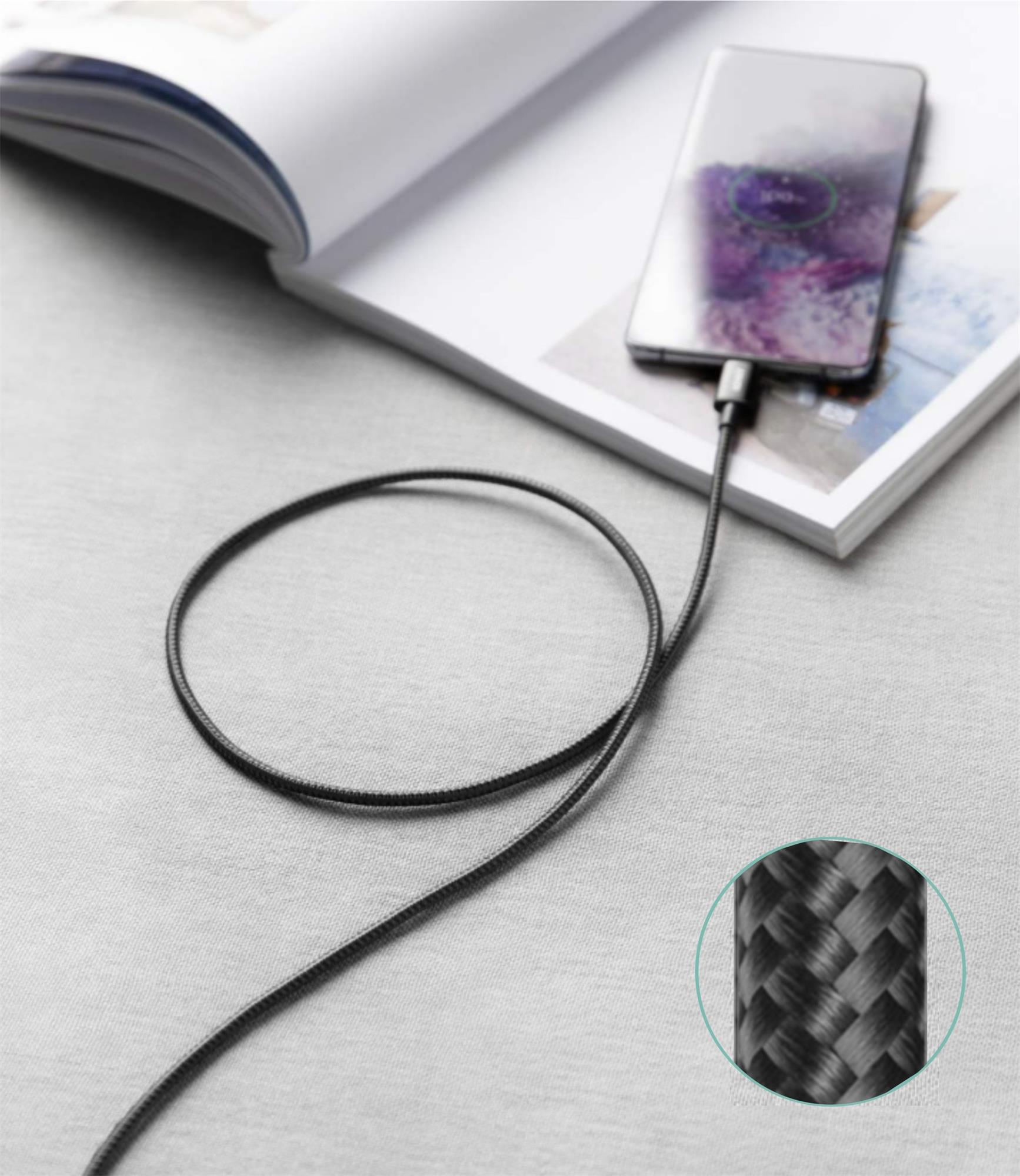 iPEAX textilní kabel USB-C / USB-C 1,5 m, USB 2.0, černý