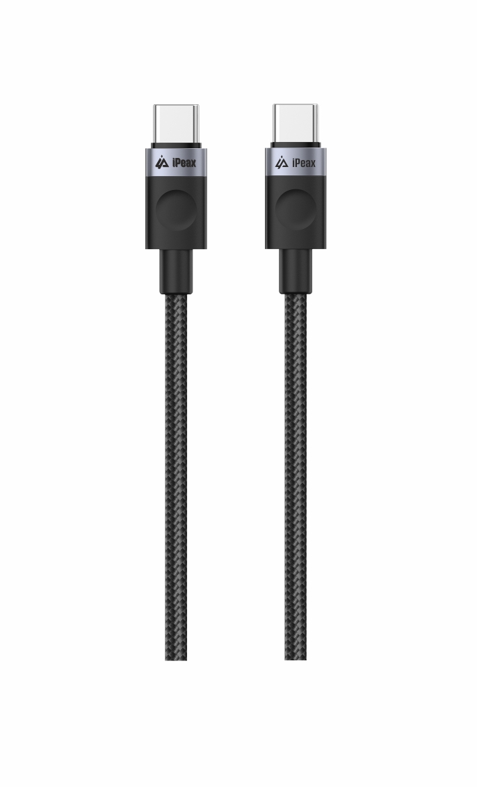 iPEAX textilní kabel USB-C / USB-C 1 m, USB 2.0, černý