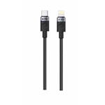 iPEAX TEXTILNÝ KÁBEL USB-C / LIGHTNING 1M, USB 2.0 ČIERNY