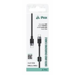 iPEAX textilný kábel USB-C / USB-C 1 m, USB 2.0, čierny