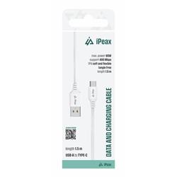 iPEAX TPU KABEL USB-A / USB-C 1,5M, USB 2.0 BÍLÝ