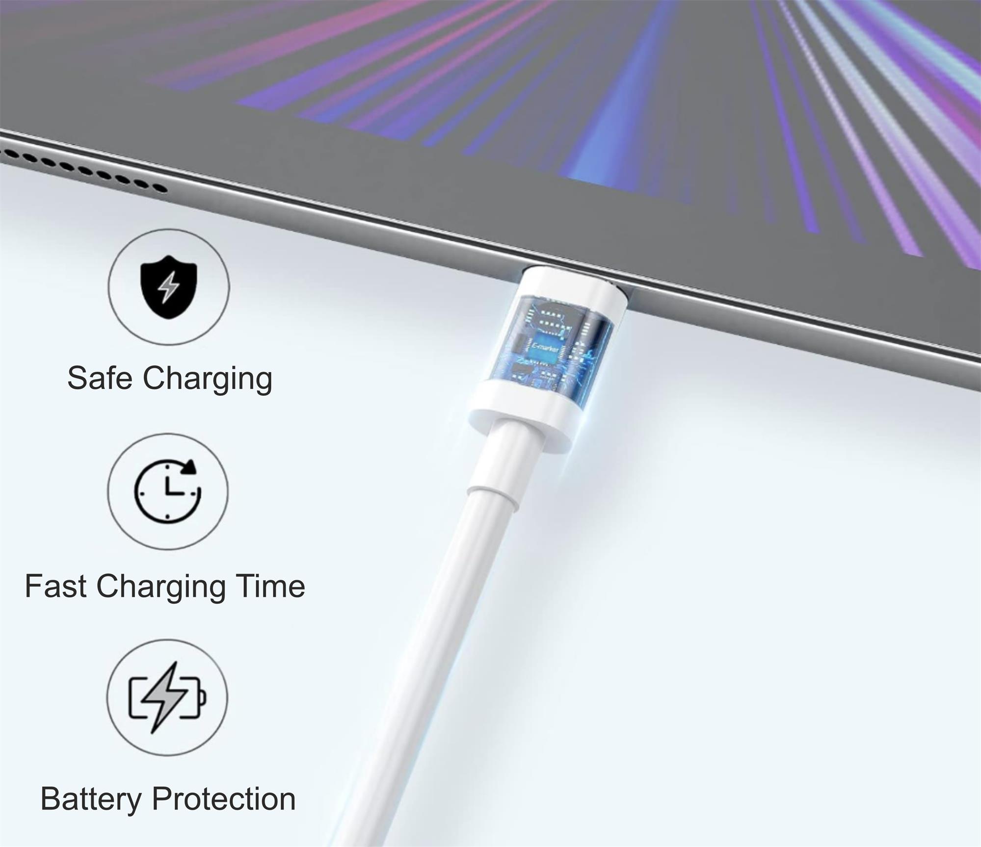 iPEAX TPU kabel USB-C / USB-C 1,5 m, 5 A, 100 W, bílý