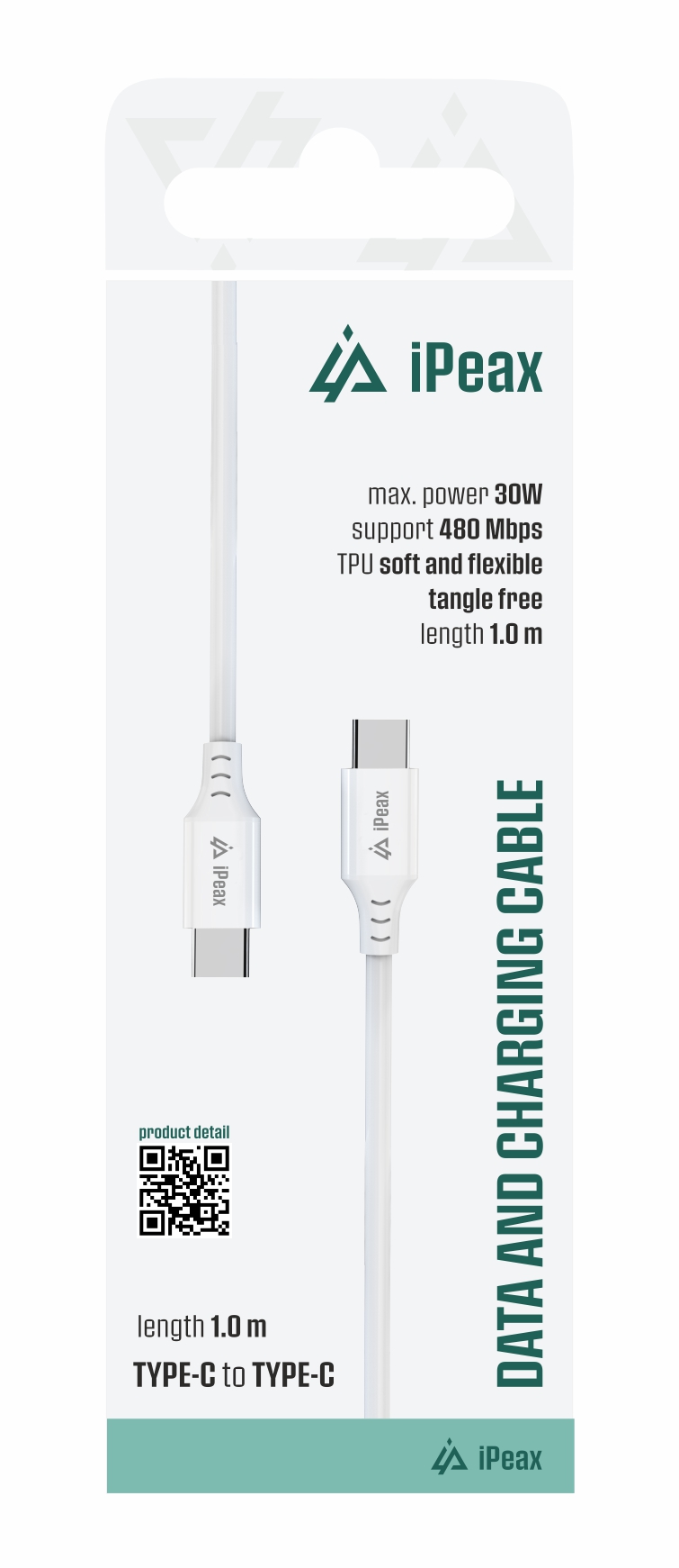 iPEAX TPU kabel USB-C / USB-C 1 m, USB 2.0, bílý