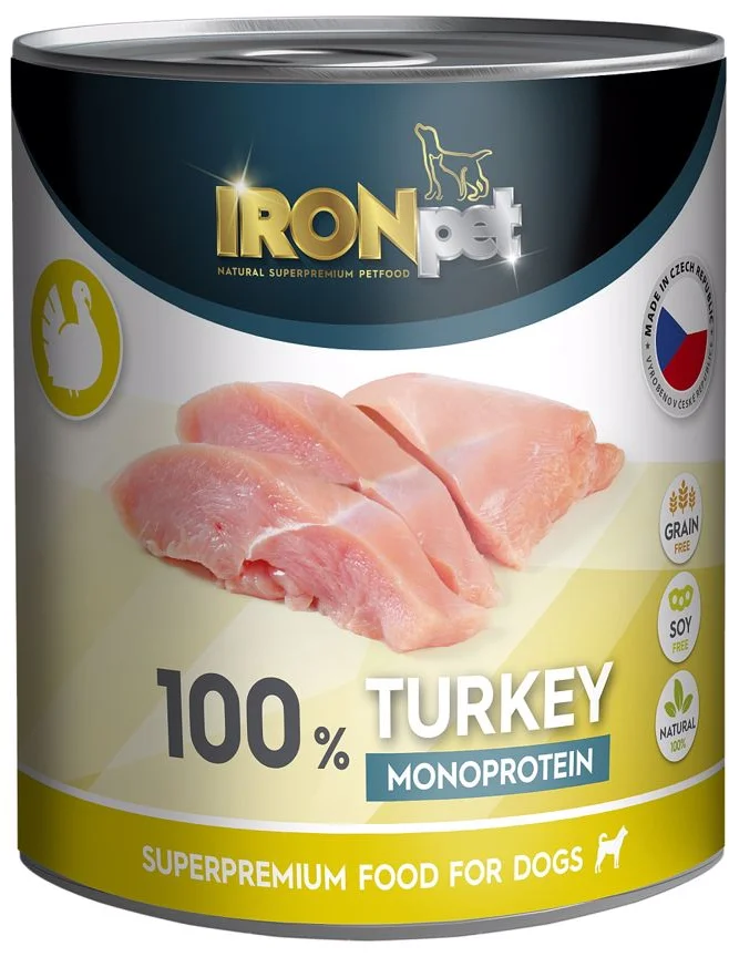 IRONpet Dog Turkey (Krůta) 100 % Monoprotein, konzerva 800 g