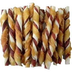JUKO Snacks Tyčinka buvolí kroucená obalená kuřecím masem 12,5 cm (25 ks)