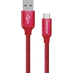 Kábel ColorWay USB-C 2 m 2,4 A, červený