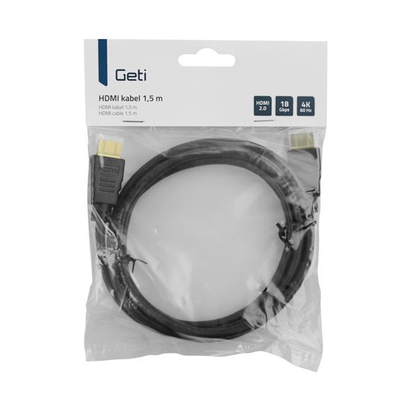 Kabel HDMI Geti 1,5 m pozlacený, 4K, ethernet 2.0