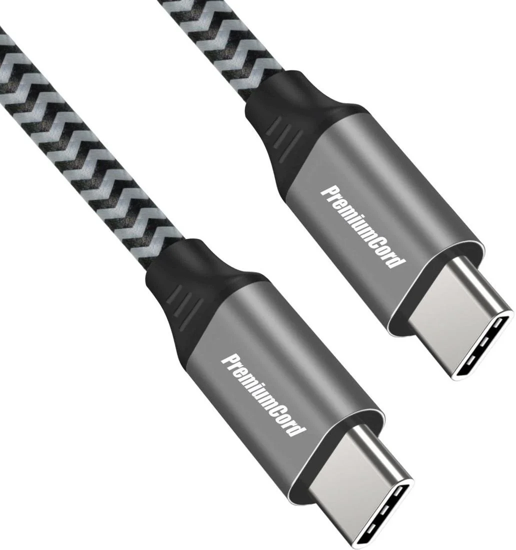 Kábel PremiumCord USB-C M/M, 100W 20V/5A 480Mbps bavlnené opletenie, 1m
