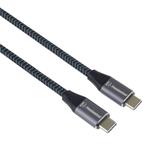 Kábel PremiumCord USB-C M/M, 100W 20V/5A 480Mbps, bavlnené opletenie, 2 m