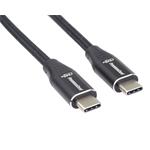 Kábel PremiumCord USB-C M/M, 240W 480Mbps čierny bavlnený oplet, 0,5 m