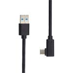 Kábel PremiumCord USB typu C/M so zahnutým konektorom 90° - USB 3.0 A/M, 2 m