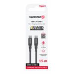 Kábel Swissten Aramid USB-C / USB-C 1,5 m, antracit