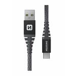 Kábel Swissten Aramid USB / USB-C 1,5 m, antracit