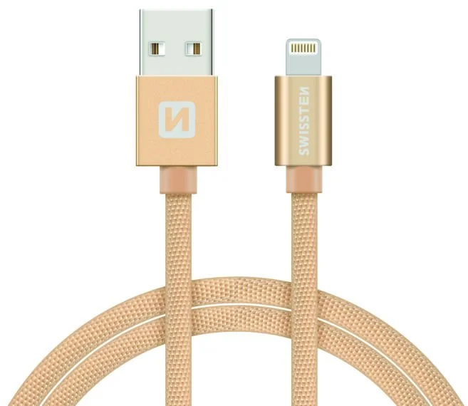 Kábel Swissten Lightning MFi 1,2 m, zlatý