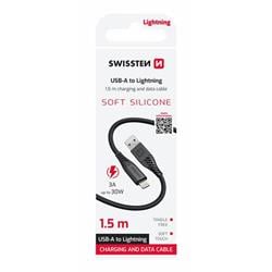 Kábel Swissten Silicone USB / Lightning 30 W, čierny