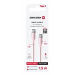 Kábel Swissten Textile II USB-C / USB-C 1,5 m, ružový