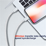 Kábel Swissten Textile USB-C / Lightning, 2 m, strieborný