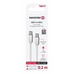 Kábel Swissten Textile USB-C / USB-C 0,2 m, strieborný