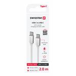 Kábel Swissten Textile USB-C / USB-C, 2 m, strieborný