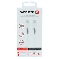 Kábel Swissten TPE USB-C / USB-C 100 W, biely