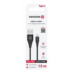 Kábel Swissten USB / USB-C 1,5 m, čierny