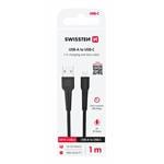 Kábel Swissten USB / USB-C 1 m, čierny