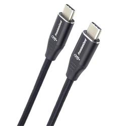 Kabel USB-C M/M, 240W 480Mbps černý bavlněný oplet, 0,5m