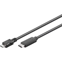Kabel USB-C/male - USB 2.0 microUSB/male, černý, 0,6m
