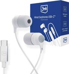Káblové slúchadlá 3mk s USB-C, biele