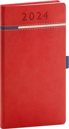 Kapesní diář Tomy 2024, červeno-modrý, 9 × 15,5 cm